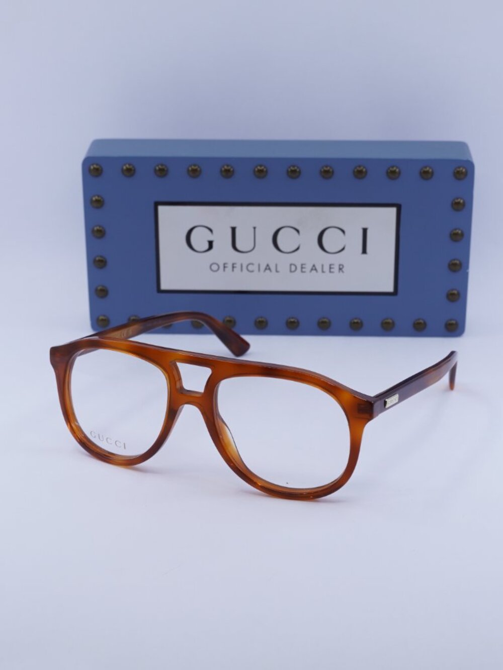 Gucci GG1320O 002 Aviator Eyeglasses – Blonde Havana 54mm